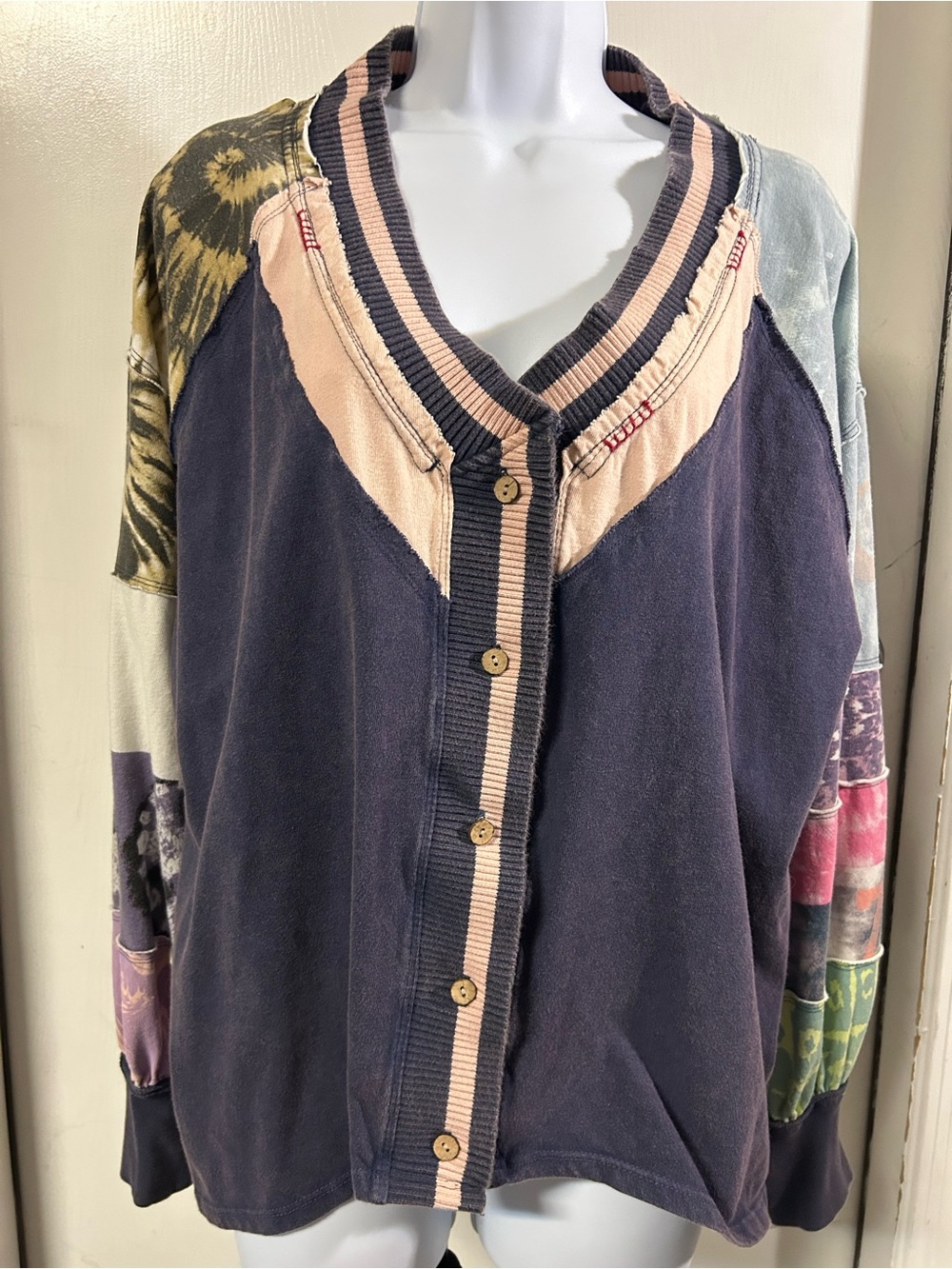 Free People - We The Free 100% Cotton Multi-Color Button-Up Sweatshirt